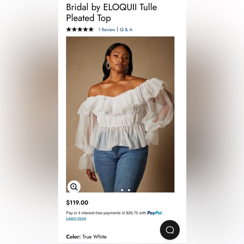 Bridal by Eloquii Off the Shoulder Tulle Top size 16